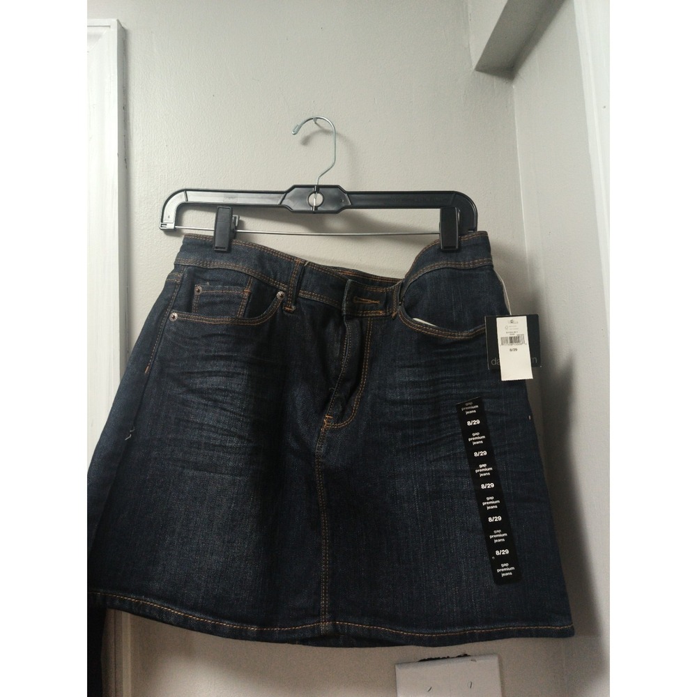 NEW WOMENS gap jeans  BLUE JEAN SKIRT  SIZE 8/29 Dark Denim